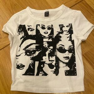 SHEIN White Tee with Black Graphic